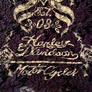 Harley Davison black lace long sleeve pullover. Size Medium. Like new condition.